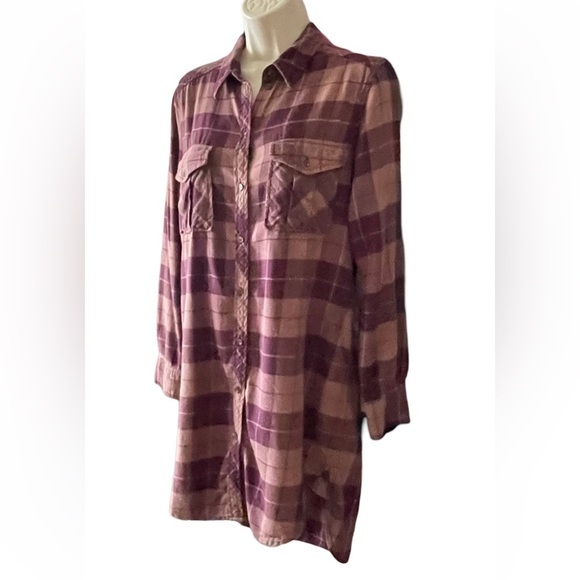 Aritzia Wilfred Free Veronika Buffalo Check Dress Size S Flannel Oversized Soft - Picture 4 of 12